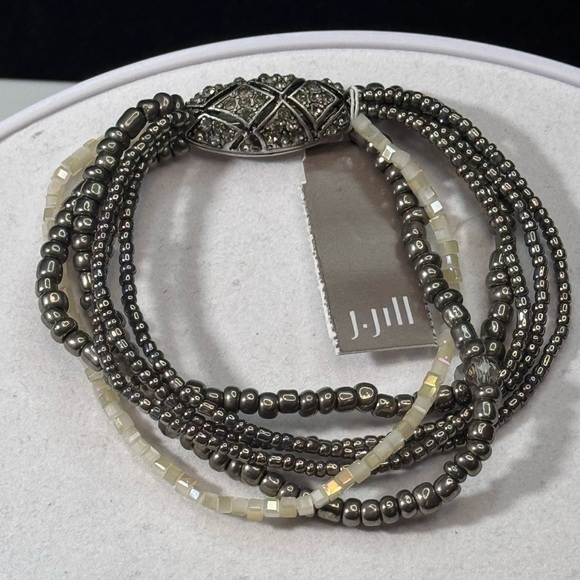 J. Jill Jewelry - J Jill Hematite Marquisite Beaded Stretch Statement Bracelet